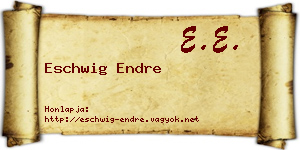 Eschwig Endre névjegykártya